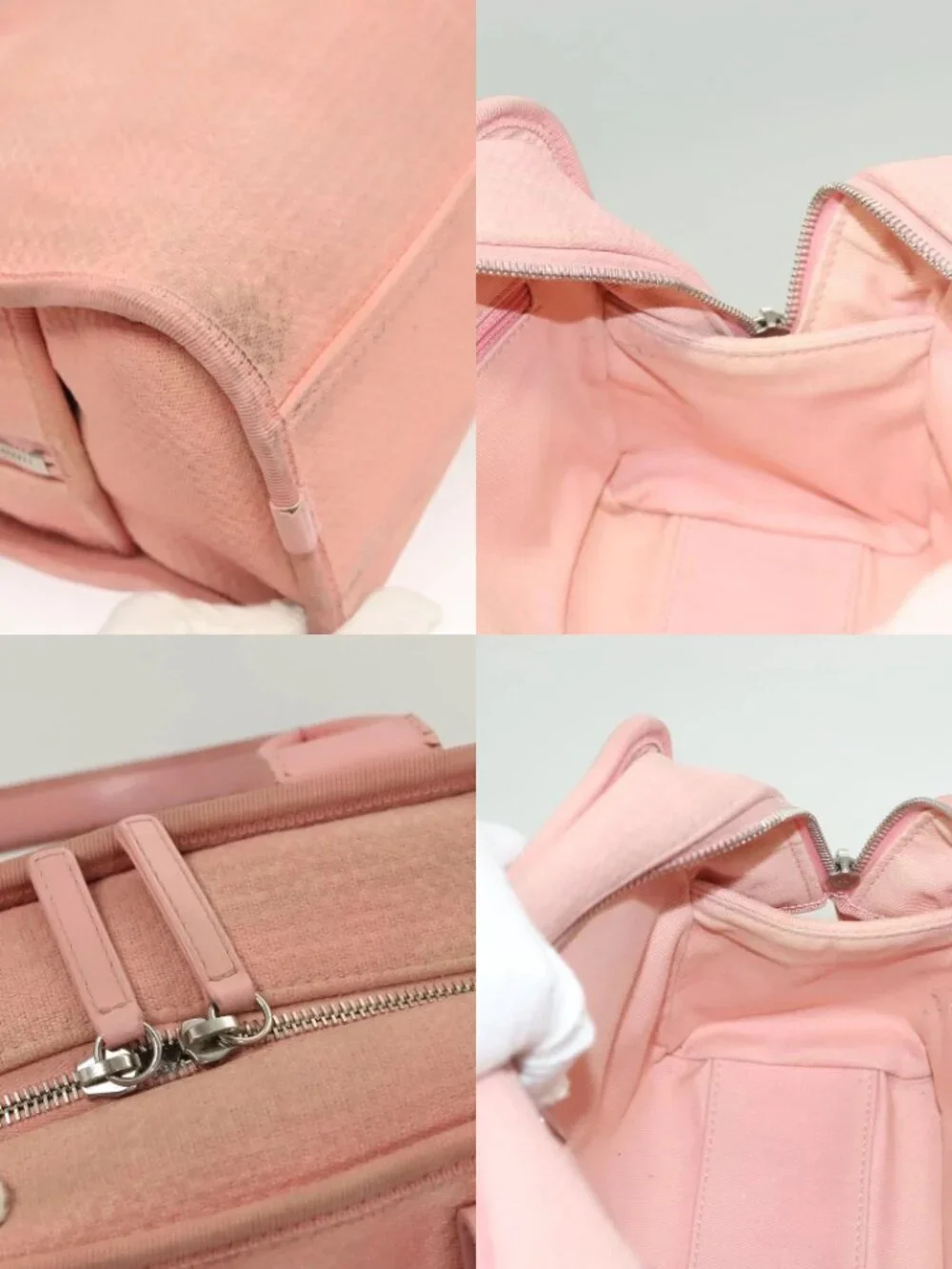 CHANEL Hand Bag Canvas Leather 2way Pink Silver CC Auth BA2930